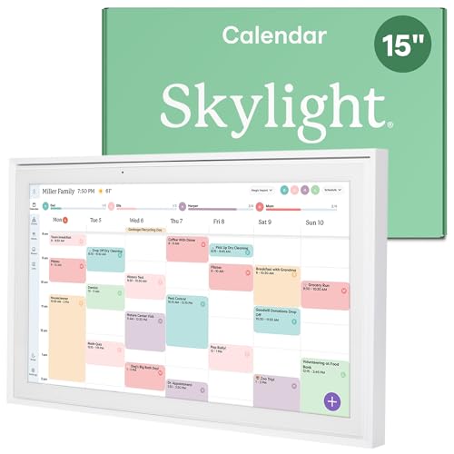 Skylight Calendar: 15-inch Wall Planner Digital Calendar & Chore Chart. Smart Touchscreen Interactive Display for Family Schedules – Wall Mount Included. Great for Organizing Your 2026 Calendar