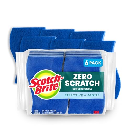 Scotch-Brite Zero Scratch Scrub Sponge. 6 Kitchen Sponges for Cleaning Around the Home. Bathroom & More. Scratch-free Dish Scrubber. Multi-surface Safe. Best for Nonstick Pots and Pans