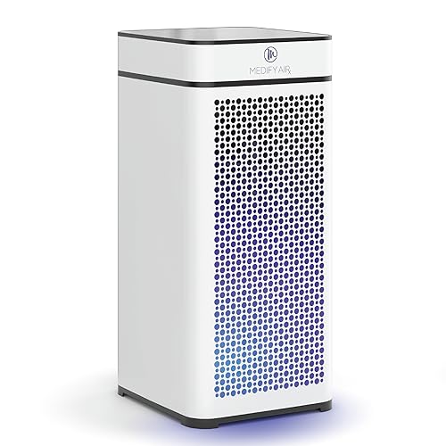 Medify MA-40 UV Light Air Purifier with True HEPA H14 Filter | 1.793 ft² Coverage in 1hr for Wildfires Smoke. Odors. Pollen. Pets | Removal to 0.1 Microns | White. 1-Pack
