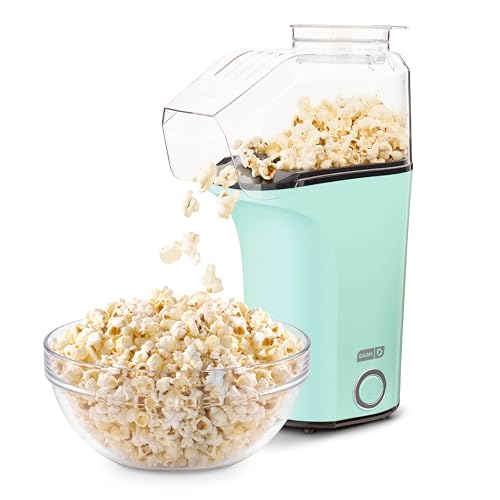 DASH Hot Air Popcorn Popper Maker with Measuring Cup to Portion Popping Corn Kernels + Melt Butter. 16 Cups - Aqua