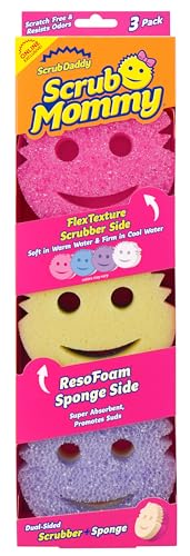 Scrub Daddy Scrub Mommy Sponges - Dish Scrubber + Non-Scratch Cleaning Sponges Kitchen. Bathroom + Multi-Surface Safe - Dual-Sided Dish Sponges for Scrubbing - Online Exclusive (3 Count)
