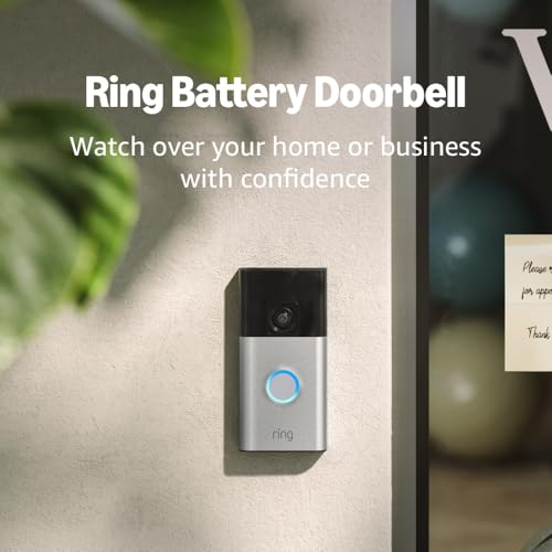 Ring Battery Doorbell | Home or business security with Head-to-Toe Video. Live View with Two-Way Talk. and Motion Detection & Alerts (newest model). Satin Nickel