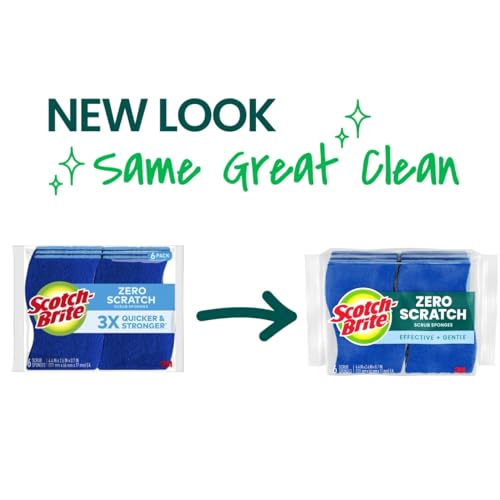 Scotch-Brite Zero Scratch Scrub Sponge. 6 Kitchen Sponges for Cleaning Around the Home. Bathroom & More. Scratch-free Dish Scrubber. Multi-surface Safe. Best for Nonstick Pots and Pans