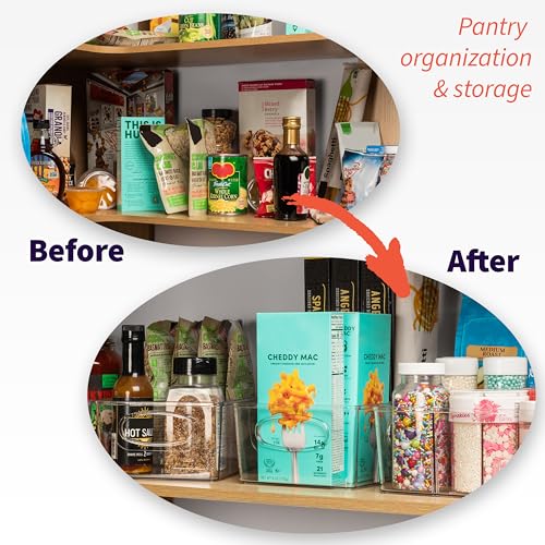ClearSpace Pantry Organization and Storage Bins with Removable Dividers – Perfect Pantry Organizers or Kitchen Organization – Refrigerator Organizer Bins. Cabinet Organizers (2 Pack)