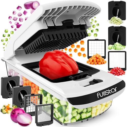 Fullstar The Original Pro Chopper - Vegetable Chopper and Spiralizer. Food Chopper with Container. Fruit Slicer. Kitchen Gadgets & Accessories. Home Essentials (4 in 1. White)