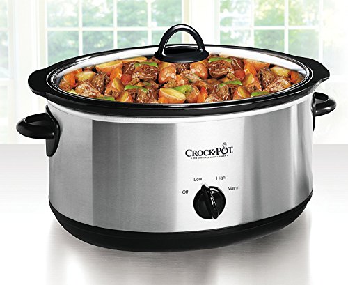 Crock-Pot 7 Quart Oval Manual Slow Cooker. Stainless Steel (SCV700-S-BR). Versatile Cookware for Large Families or Entertaining