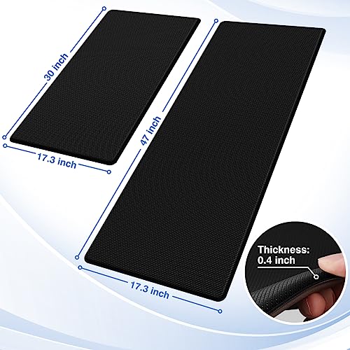 StepRite Kitchen Mats. 2PCS Kitchen Rugs. Cushioned Anti Fatigue Kitchen Mats for Floor. Non-Slip Standing Desk Mat. Waterproof Kitchen Rug Set for Kitchen. Floor. Office. 17.3x30+17.3x47. Black
