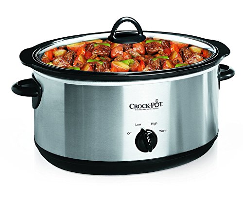 Crock-Pot 7 Quart Oval Manual Slow Cooker. Stainless Steel (SCV700-S-BR). Versatile Cookware for Large Families or Entertaining