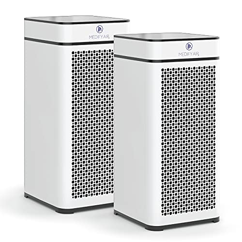 Medify MA-40 UV Light Air Purifier with True HEPA H14 Filter | 1.793 ft² Coverage in 1hr for Wildfires Smoke. Odors. Pollen. Pets | Removal to 0.1 Microns | White. 1-Pack