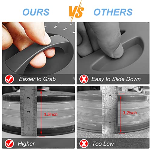 10 Inch Microwave Food Cover & Collapsible Silicone Mat - Splatter Guard. Plate Holder & Kitchen Colander for Meal Prep. Charcoal