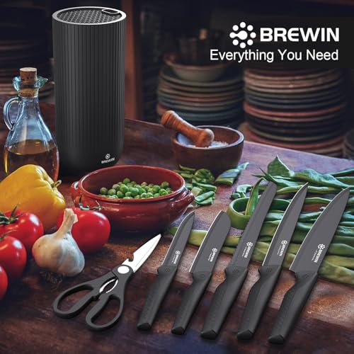 Knife Set. Brewin Kitchen Knife Set. Knives Set for Kitchen. Universal Knife Block. Utility Knife Block Set. New Home Essentials. Apartment Essentials. Dishwasher Safe